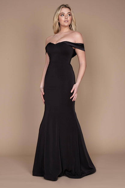 Long Formal Black Mermaid Dress: Black / 24