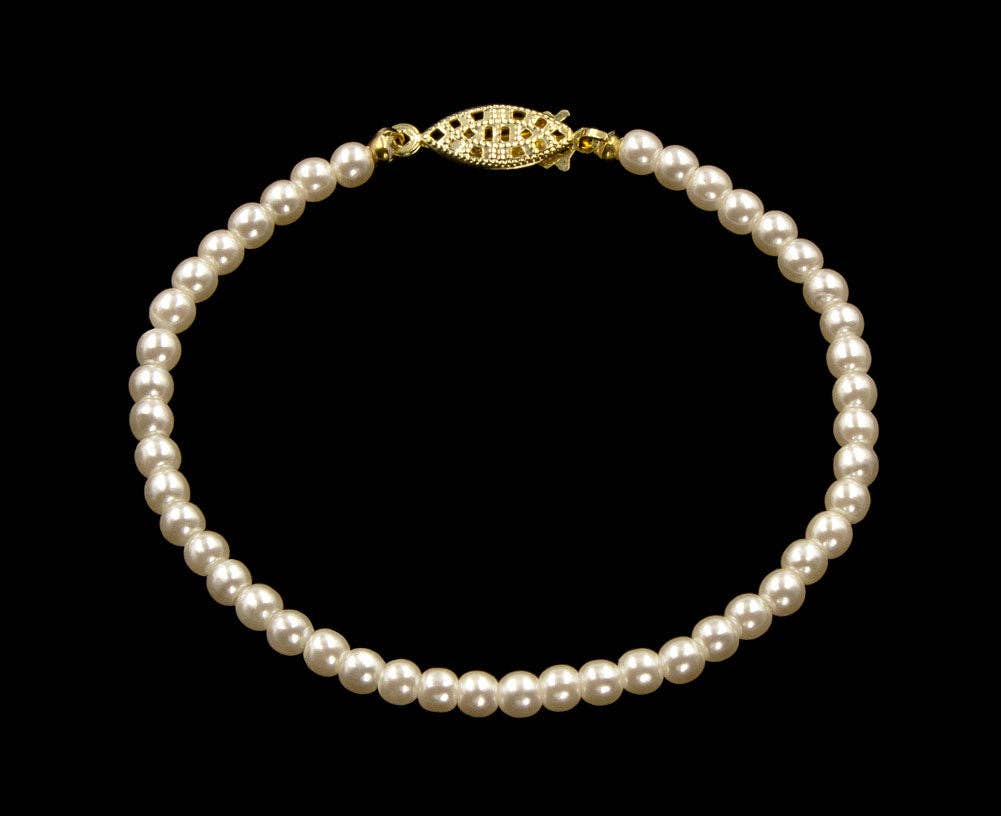 Maya 4mm Simulated Ivory Pearl Bracelet - 7.25"