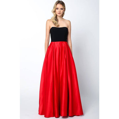 TWO TONE SWEETHEART BALL GOWN STYLE PROM DRESS: RED / L