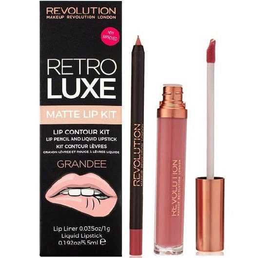 REVOLUTION Retro Luxe Lip Contour Kit - Pencil & Lipstick (Value Pack): Matte Lip Kit / Grandee