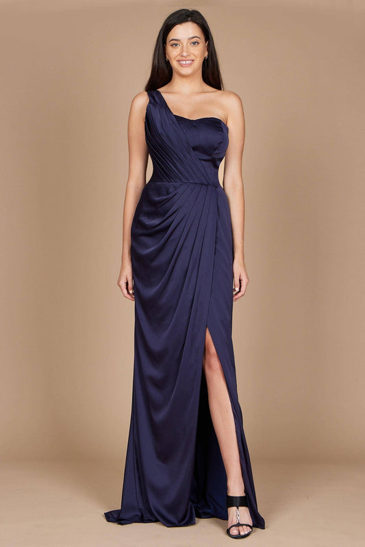 One Shoulder Formal Evening Dress: Navy / 6