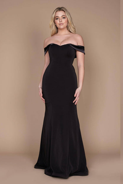 Long Formal Black Mermaid Dress: Black / 24