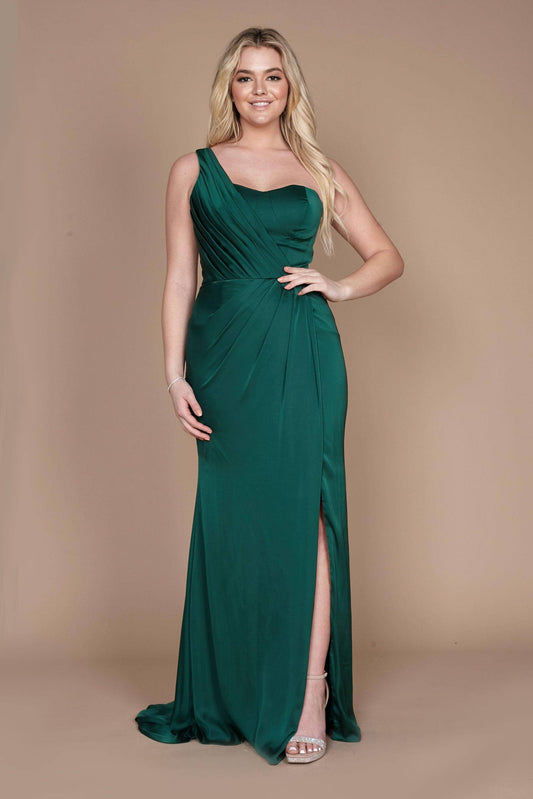 One Shoulder Formal Evening Dress Wholesale: Emerald Green / 4