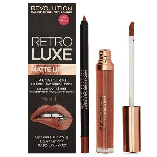 REVOLUTION Retro Luxe Lip Contour Kit - Pencil & Lipstick (Value Pack): Matte Lip Kit / Noble