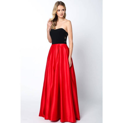 TWO TONE SWEETHEART BALL GOWN STYLE PROM DRESS: RED / L