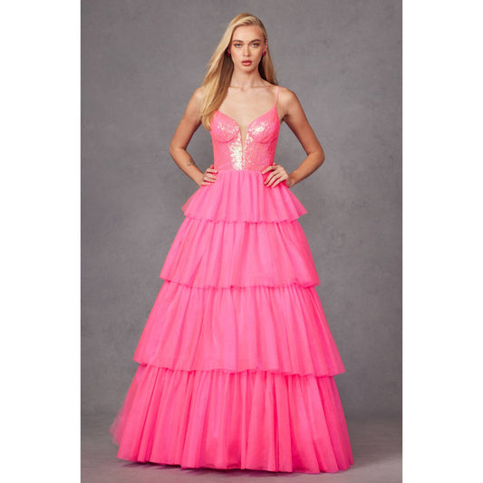 TULLE RUFFLE BALL  FUCHSIA / L