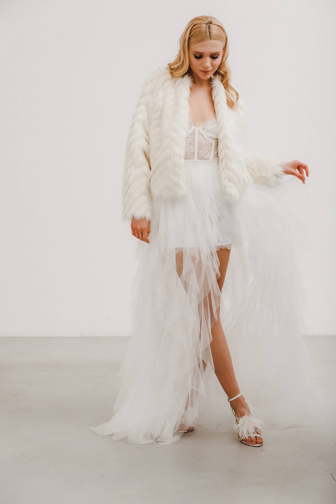 Anna Faux Fur Bridal Jacket: Medium/Large